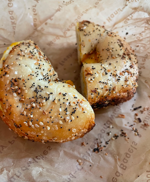 Times are tight…make the most of off campus lunch! (Pictured: a Brueggers bagel)