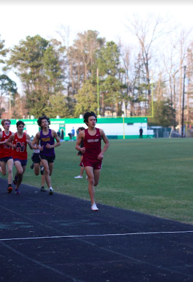 Pictured: Sebastian Percival-Shim running. Photo taken by Katie Taylor of the Green Hope Talon.