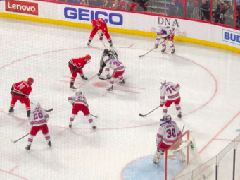 The Hurricanes against the New York Rangers. The Rangers, who recently defeated the Canes 2-0 are arguably the team's largest competition being the #2 spot in the Metropolitan Division.