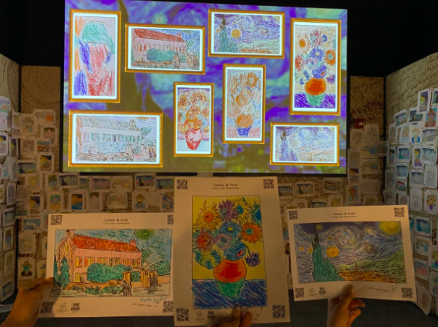 Caption: Pictured is coloring sheets being showcased in the center of the coloring room. (Neely Mallik)