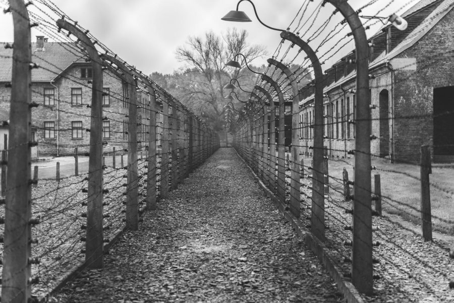 Auschwitz concentration camp during World War II and the Holocaust, located in Poland.