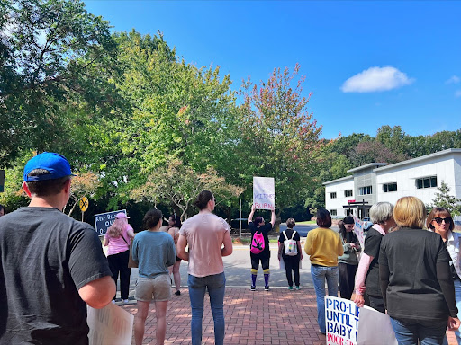 Protesters participating in the Cary Women's March on October 8th, 2022.