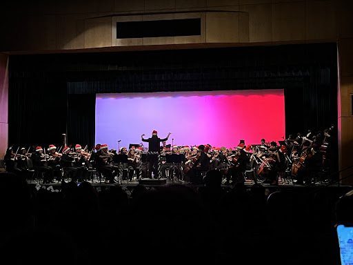 Orchestra students start off the night strong with colorful visuals and incredible sound. 