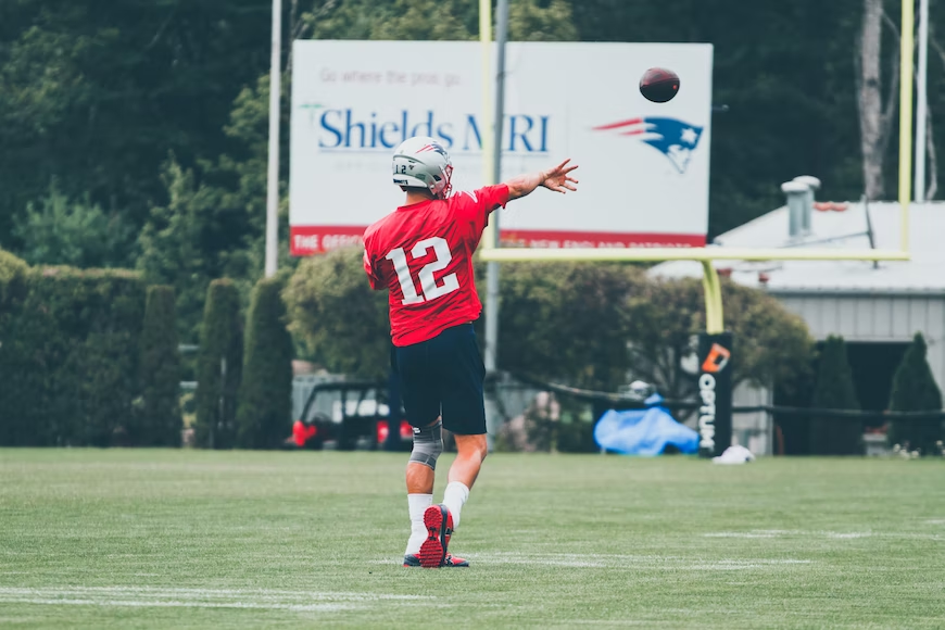 Tom Brady in his last practice as a New England Patriot, the team where he spent 20 years of his career.