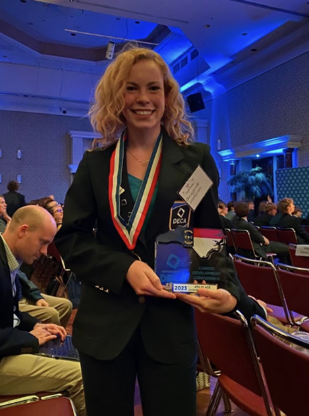 Kayla Gordon (23) wins the Entrepreneurship Individual Series at the Career Development Conference.