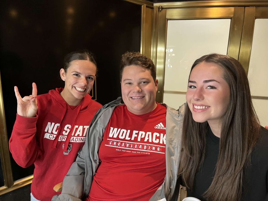 Wall (23) and two other future pack members take a picture after announcing their commitment on the Today Show.