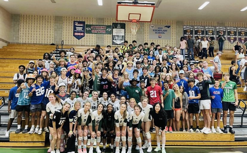 Green+Hope+Volleyball+defeats+the+number+one+team+in+the+state%2C+winning+a+continuous+three+set+match.+Both+players+and+students+brought+high+energy+into+the+game+against+Middle+Creek.
