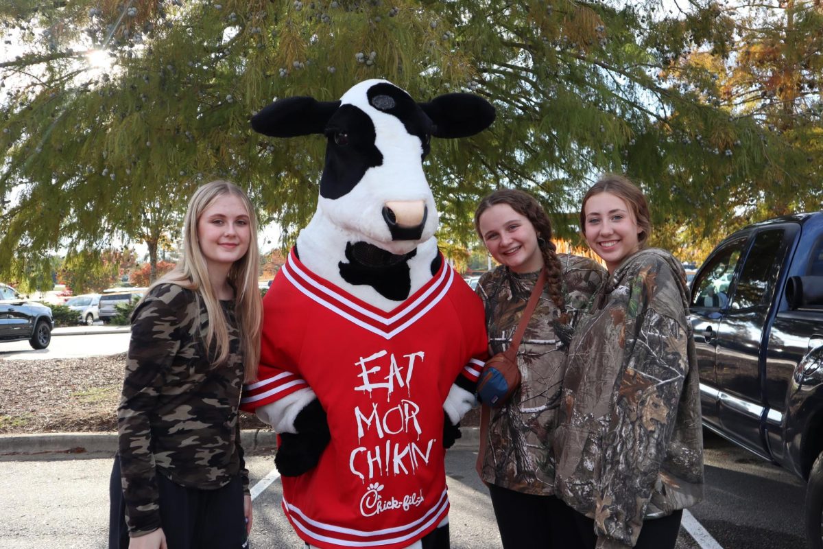 Chick-fil-As mascot, Freedom, was in attendance making friends at the tailgate!