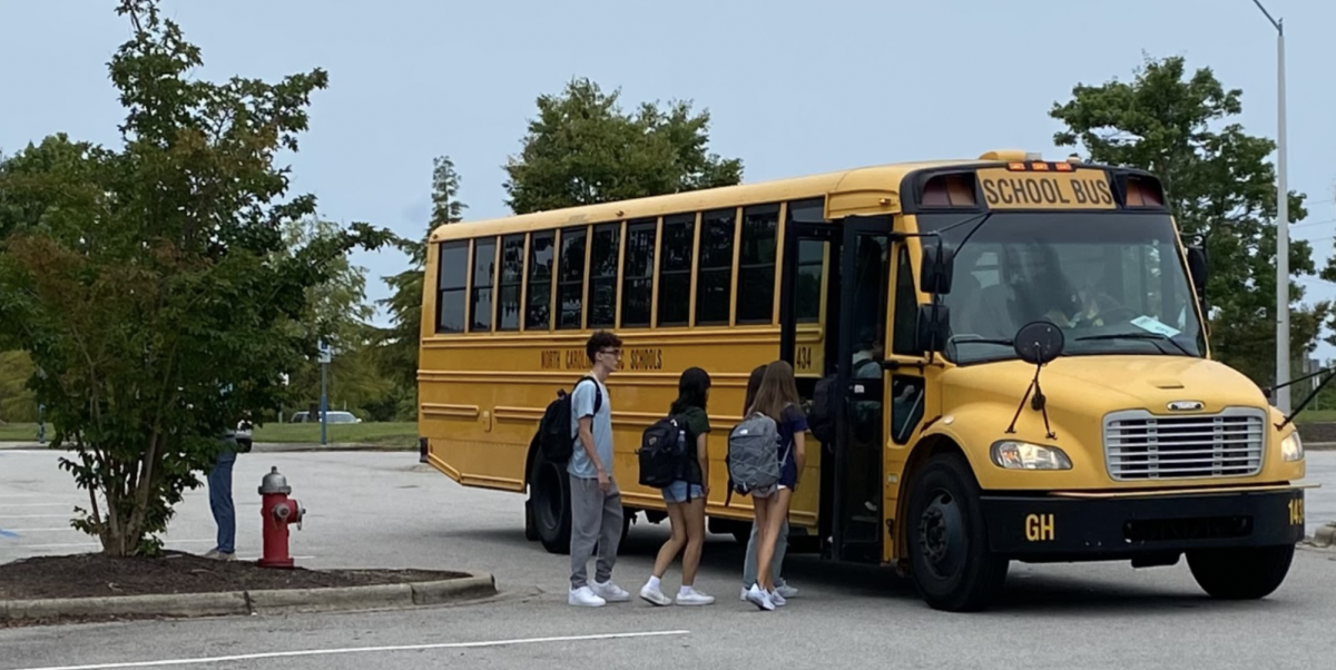 Green Hope High School students leaving almost an hour after school ends due to the bus driver shortage.