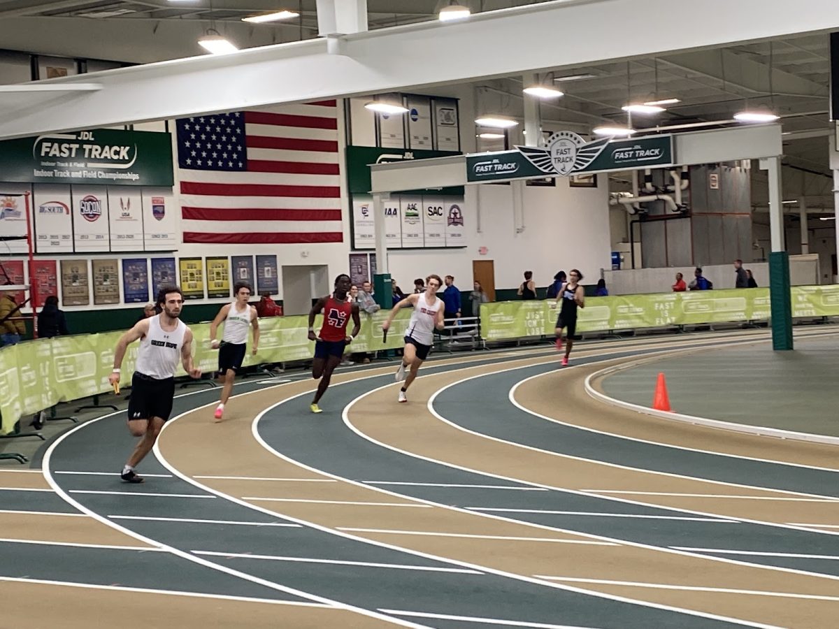 Cameron Gregg leading the first leg of the boys 4x400m relay. The team finished with a time of 4:39.01, averaging 54.75 per 400m. 