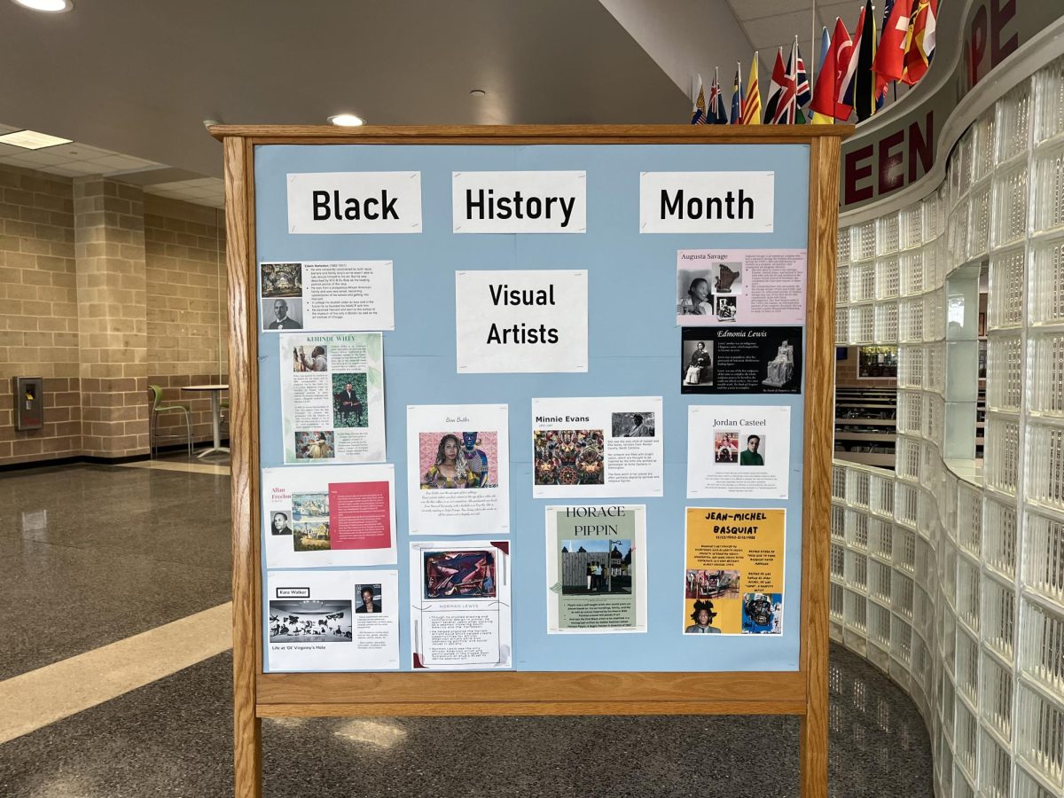 In front of the Media Center are bulletin boards highlighting the impactful contributions made by Black Americans.