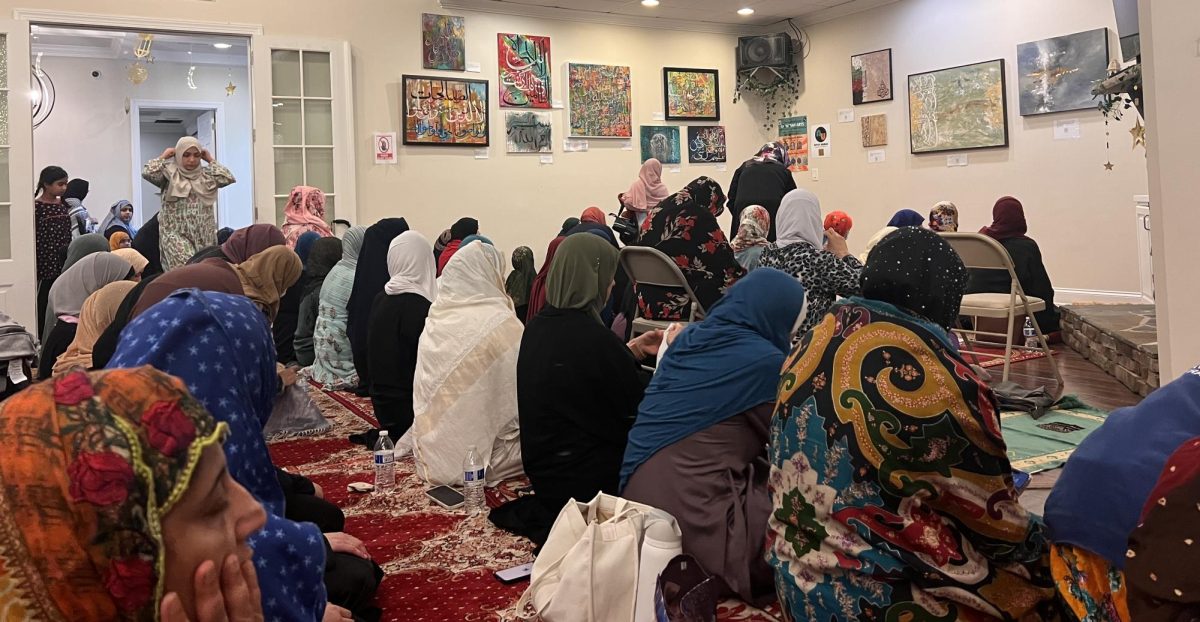 Muslims gather at the mosque to offer Taraweeh (night prayers) after breaking their fast, often finishing around 12am. Photo used with permission from Sarah Hussain.