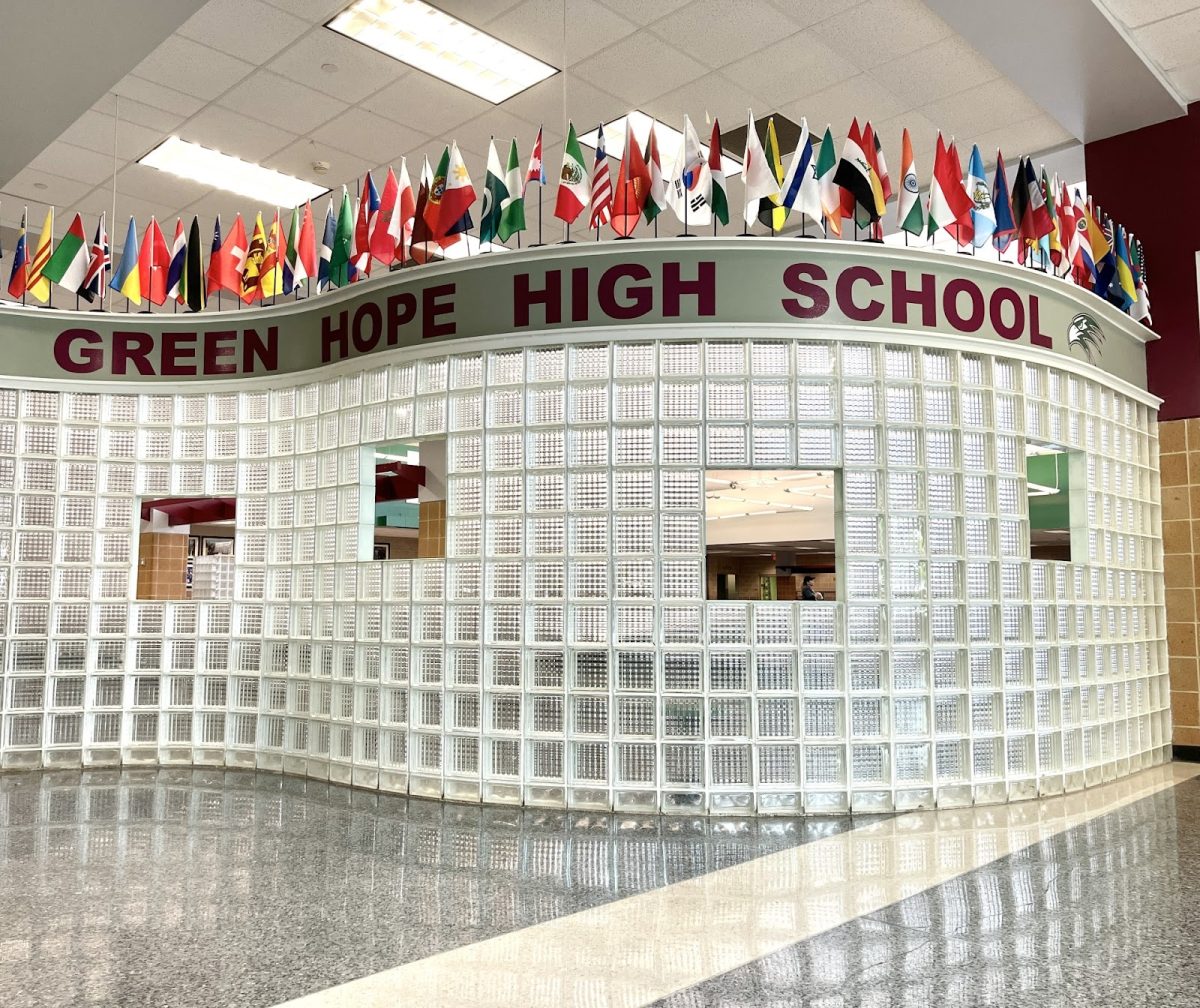 Green Hope displays the flags of their very diverse student-body.