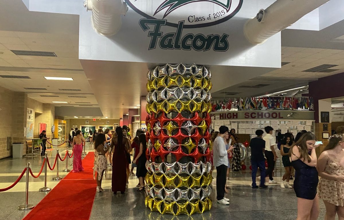 The Green Hope cafeteria was decorated with balloon, streamers and velvet ropes to capture the red carpet theme.