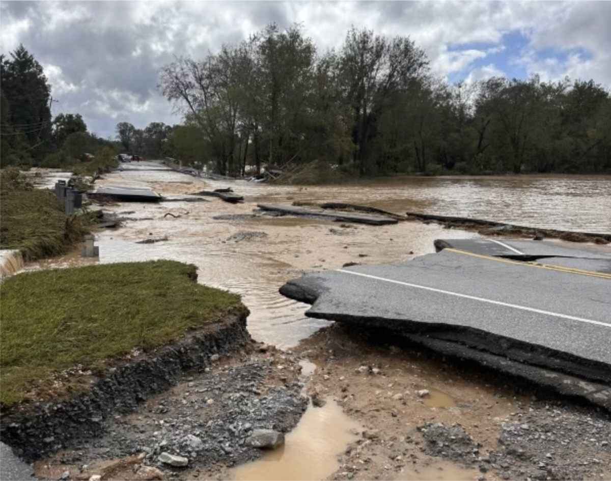 Roads in Hendersonville, North Carolina were torn apart by Hurricane Helene’s powerful wind and rain, inhibiting evacuation and rescue for those affected. 