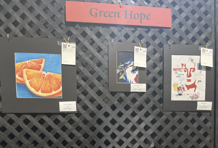 Green Hope artists had the chance to demonstrate their skills creating artwork in a variety of mediums. Certain pieces were selected for the State Fair. Photo used with permission from Melissa Poppe. 