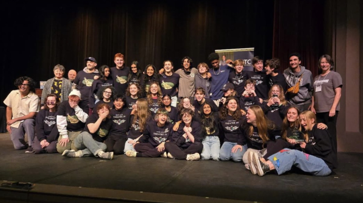 The Green Hope Theatre Company celebrates their success at the state competition, and looks forward to performing at the national level. Photo used with permission from AJ Bronstein ('25). 