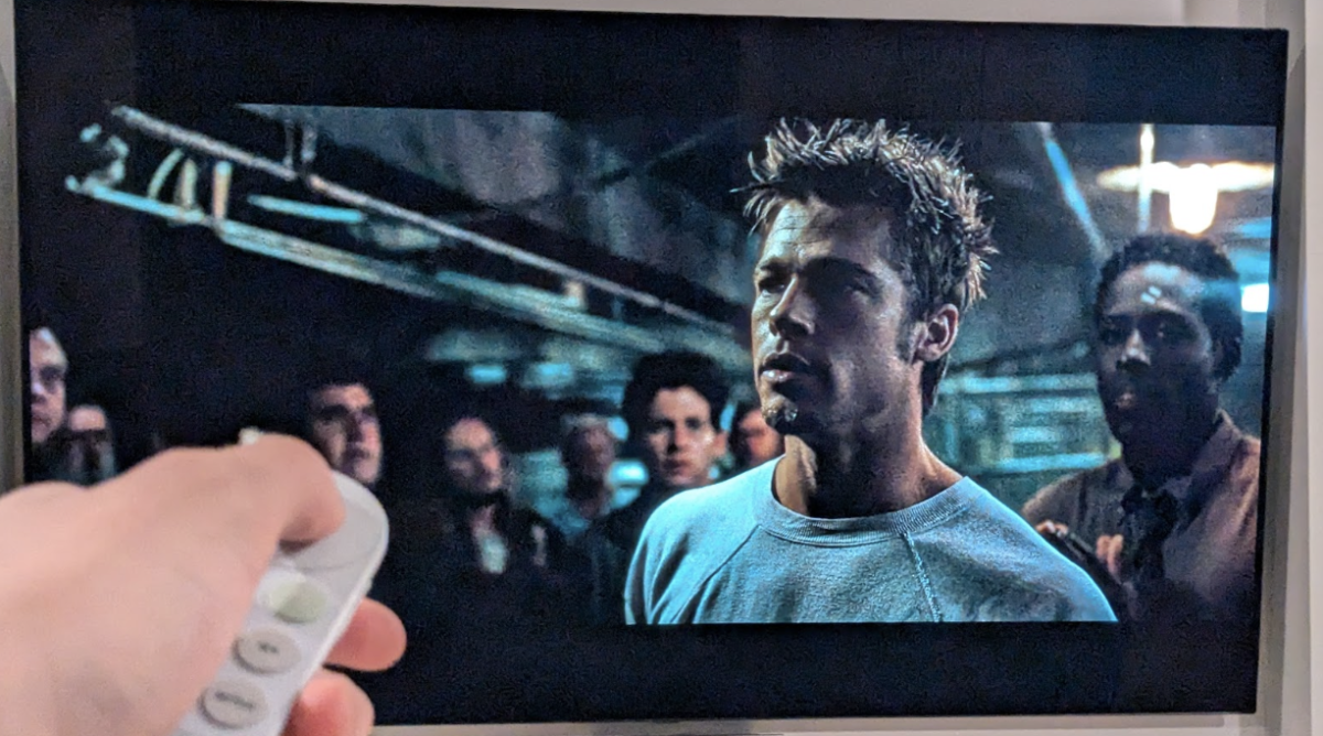 A scene from the film “Fight Club” featuring the character of Tyler Durden, famously portrayed by Brad Pitt.