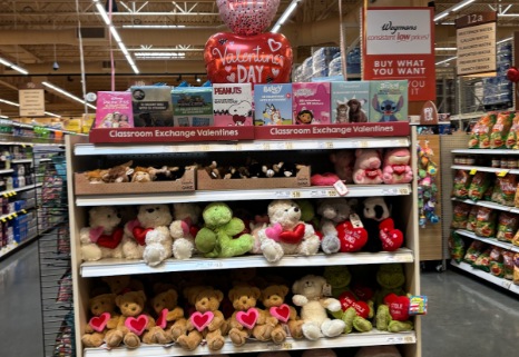 Wegmans Valentine's Day stands full of chocolates, stuffed animals, balloons and more perfect for gift buying. 