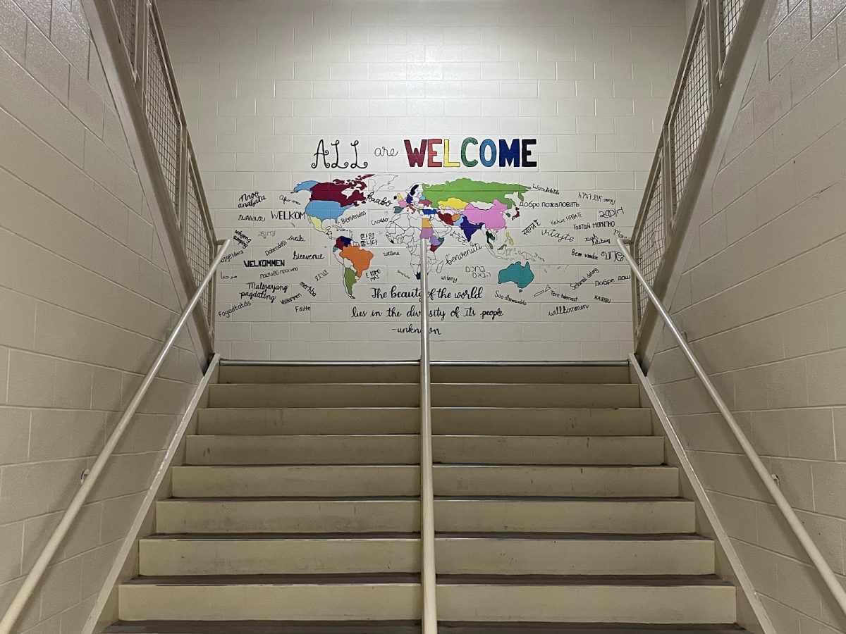 Green Hope displays the message that, “all are welcome” with a mural in one of the stairwells.