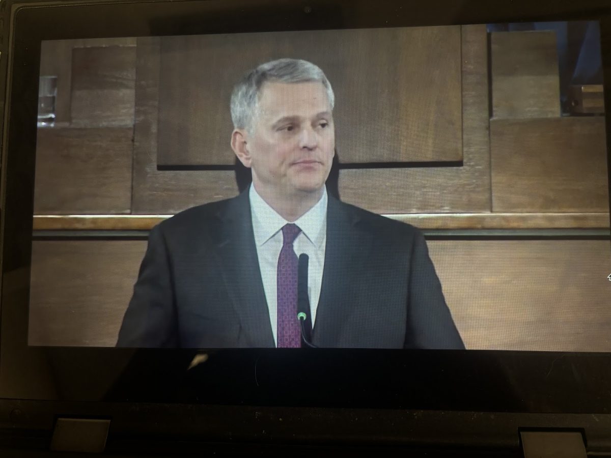 Josh Stein Shares his vision for the state in his inaugural address. Photo from Youtube Channel @MyPBSNC livestream of the State of the State Address. 