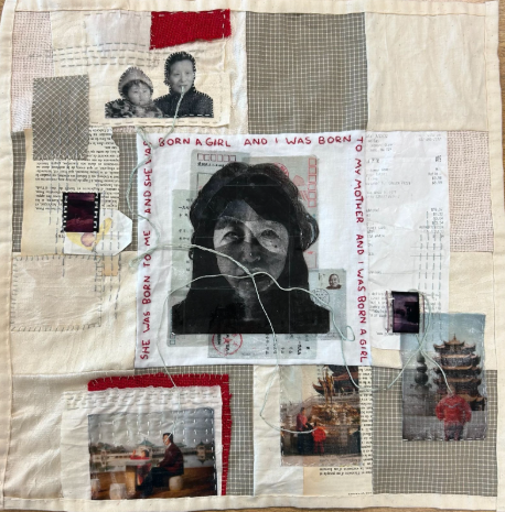 Avril Yan's "Generation of Feeling," an embroidery work inspired by connections between mother and daughter.
