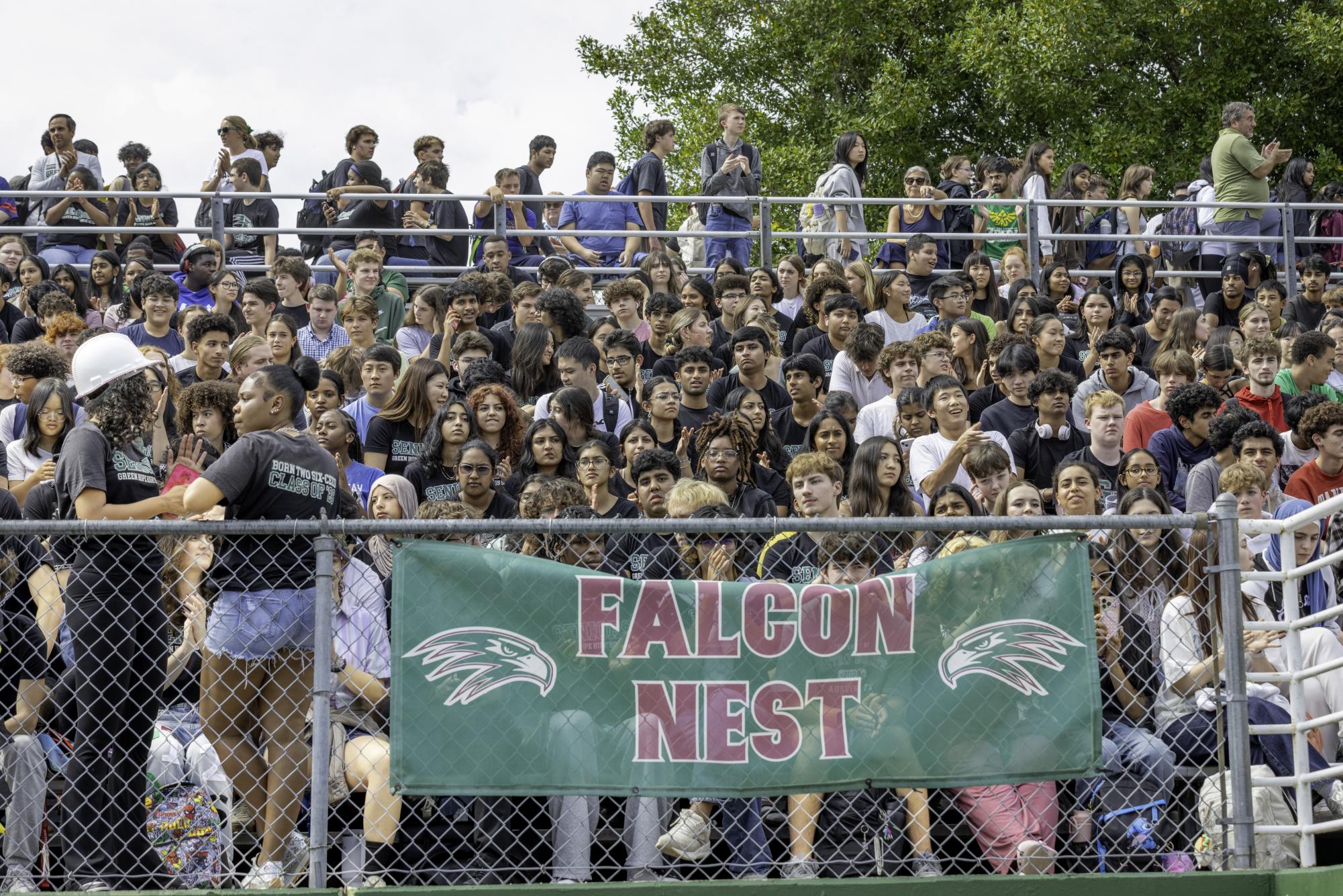 Green Hope students excitedly cheer for participants in the pep rally’s games.