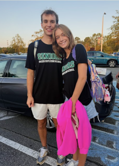 Caroline Newcomb ('26) and Carter Emanuelson in the Born to Six-ceed Class of 2026 outfits.