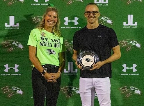 Dom Glavich was inducted into the Green Hope High School Athletic Hall of Fame during Friday’s football game. Photo used with permission from Josh Min.

