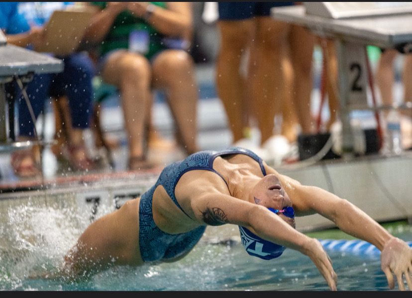 Meekins swims competitively for the Triangle Aquatic Center (TAC) Titans when she isn’t racing for Green Hope’s team. Photo used with permission from Nola Meekins.