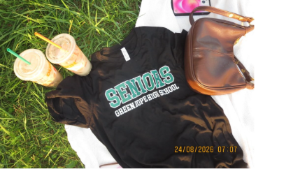 Ava Scagnelli takes a picture of her senior shirt at Senior Sunrise. Photo used with permission from Ava Scagnelli.