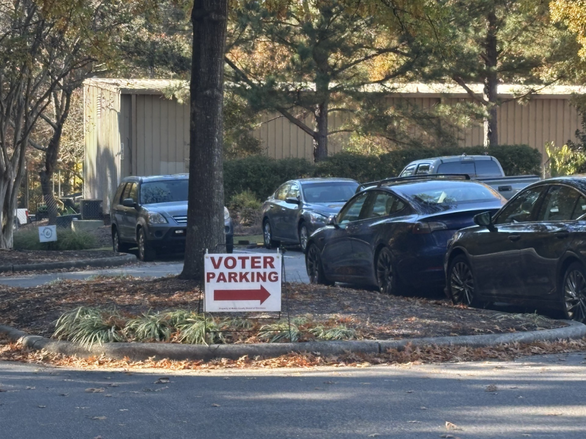 Cars line the parking lot to vote in Cary. The ability to have a voice in politics is a power that shouldn't be taken for granted.