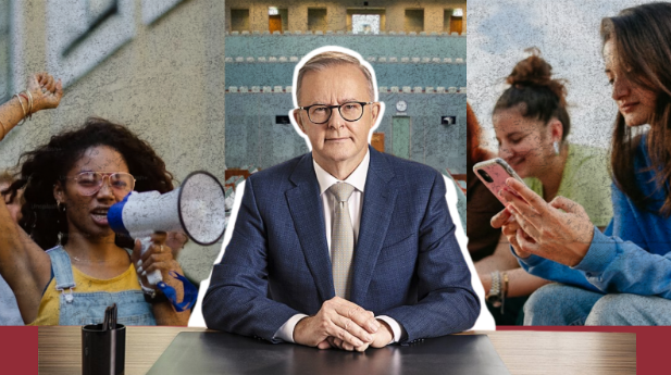 Prime Minister Anthony Albanese led the charge of the social media ban in Australia, but many students and younger people aren't happy about it. Photos used with permission from Australian government and Yunus Tuğ and Gerda via Unsplash and edited on Canva.