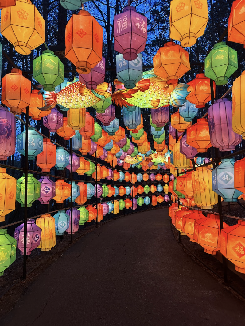 When patrons enter the festival, the walkway is lined with colorful lanterns, making for a great photo opportunity and a beautiful introduction to the more detailed elements of the Lantern Festival.