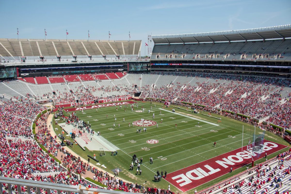 This image features Bryant-Denny stadium in Tuscaloosa AL. Photo taken by Brayden George, used with permission via Unsplash.