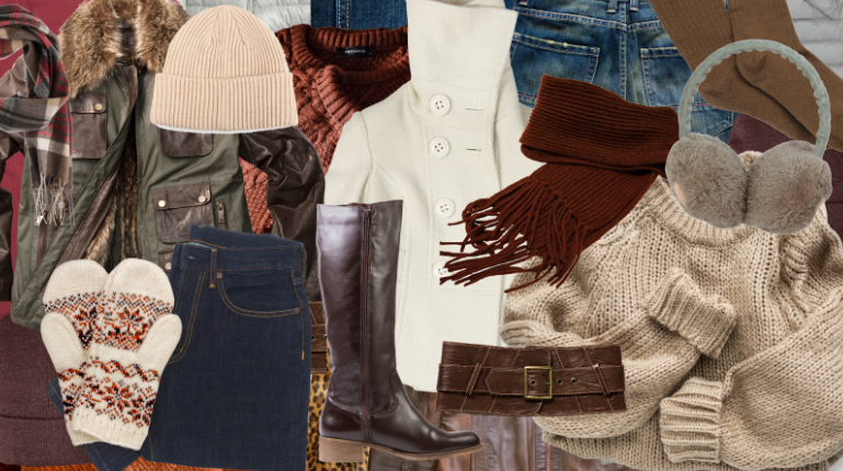 Scarves, knee-high boots, gloves and earmuffs are just a few of the items of clothing that can elevate any winter outfit. Photo made in Canva by Isabella Phillips.
