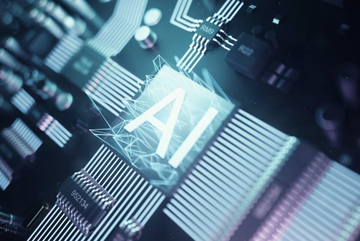 Abstract 3d illustration of Artificial Intelligence on a printed circuit board. (Used with permission via Unsplash) 