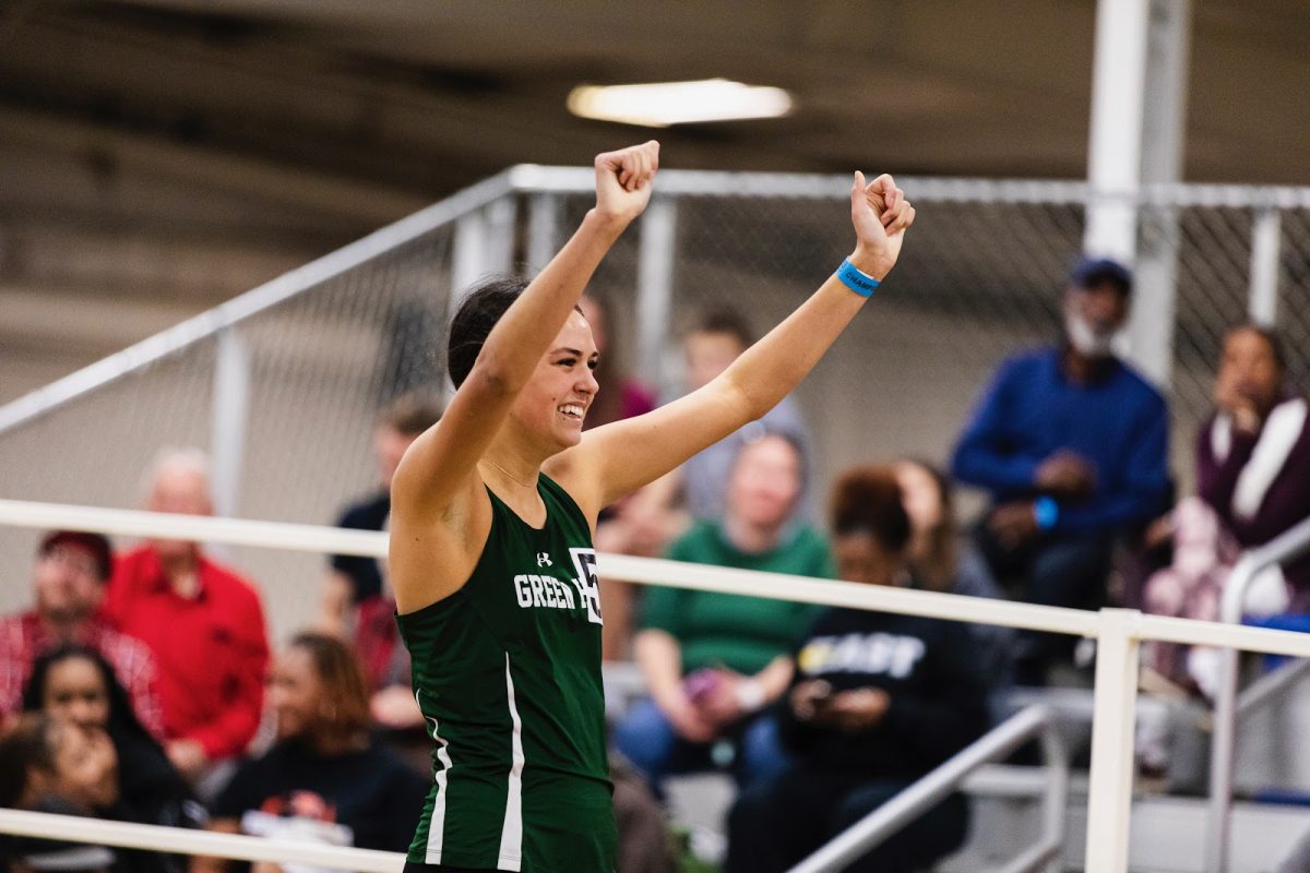 Junior Ellie Beck’s 1:14.11 time in the girls 500m race at the North Carolina Indoor Track State Finals secured a state championship for her and the Falcons' team. (Photo used with permission from Milesplit plus membership.)