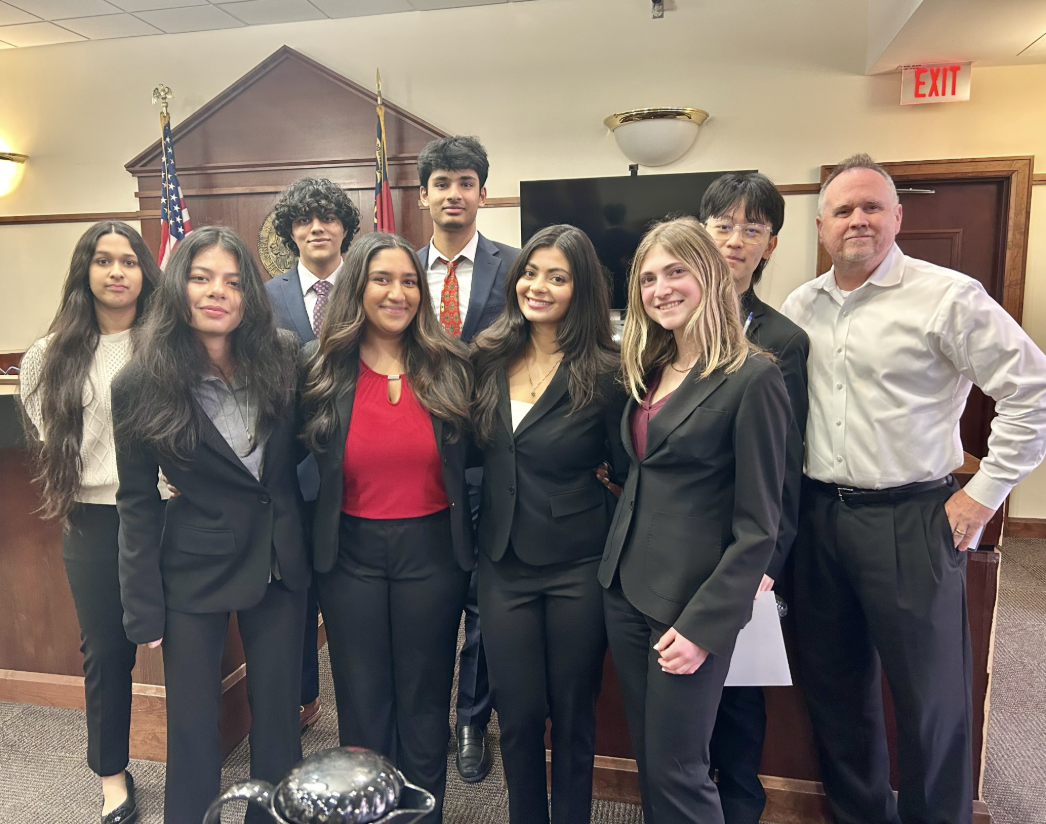 This year’s Mock Trial team, after winning regionals in Wilmington. Photo used with permission of Diya Ramakrishnan (‘26).