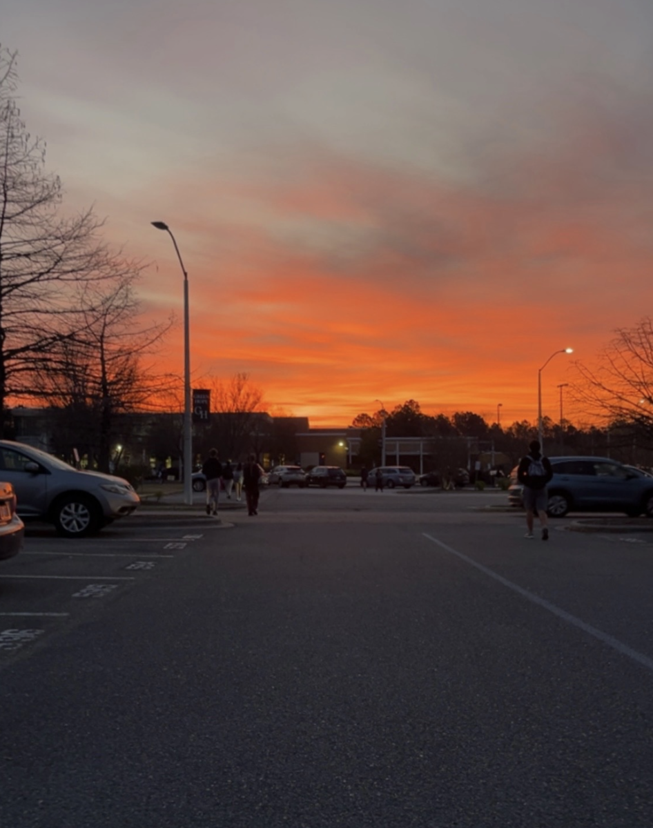 The parking lot at Green Hope is often darker in the mornings at the beginning of Daylight Savings Time. 