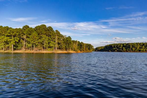 Jordan Lake is part of the Cape Fear River basin and was found to contain traces of Gen X “PFAS” in 2017. It is the drinking source for the Triangle area. Photo taken by Owen Gouthro.
