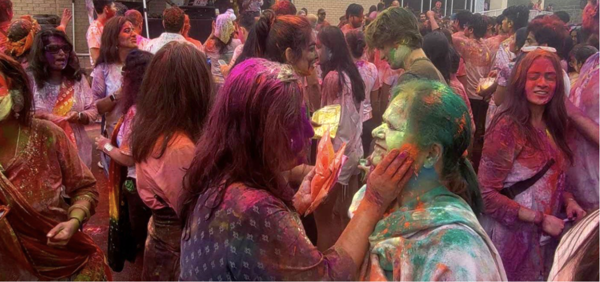 In HSNC, Morrisville, North Carolina, the festival of Holi is being celebrated and enjoyed by many. 