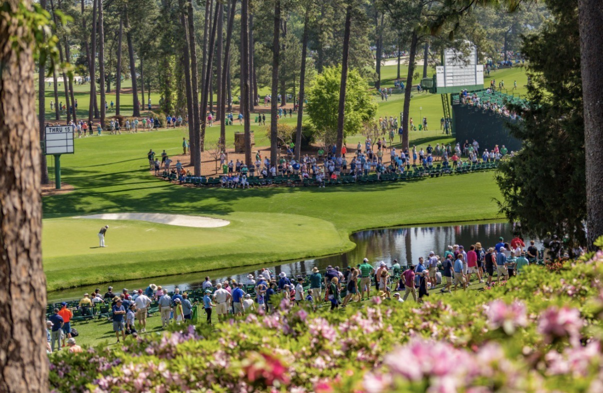 Patrons watch in awe at Augusta National as the Masters makes way. Photo taken by Tom Gouthro.