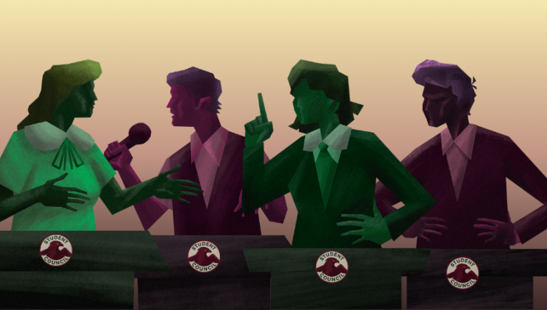 The student council leads Green Hope, with determined, strong minds at the forefront. Graphic created by Lucia Marks using Canva.
