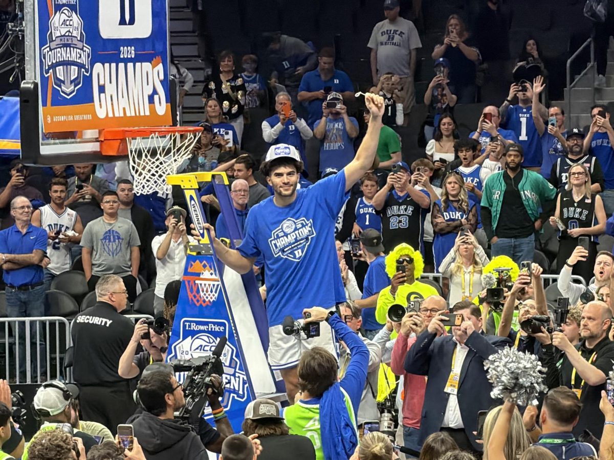 Cameron Boozer is celebrating after winning the ACC Championship.