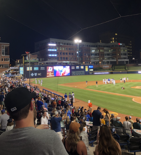 The Durham Bulls Athletic Park is pictured after a big win. 