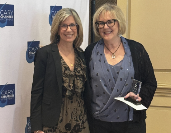 Magee received the award, along with her trophy and prize money, at a celebratory dinner in Prestonwood Country Club this past weekend. Photo used with permission from the Cary Chamber of Commerce.