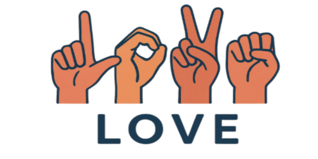 Photo of the word ‘Love’ in American Sign language. Photo created by canva AI.