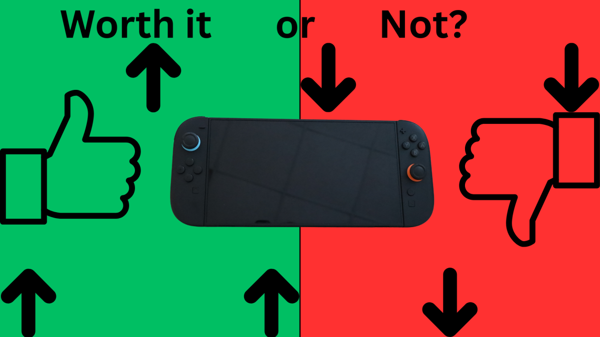 Image depicting the controversy of the Switch 2. Despite little differences between the original and the new model, it is still worthwhile to purchase. Graphic made on Canva by Kenneth Jackson.