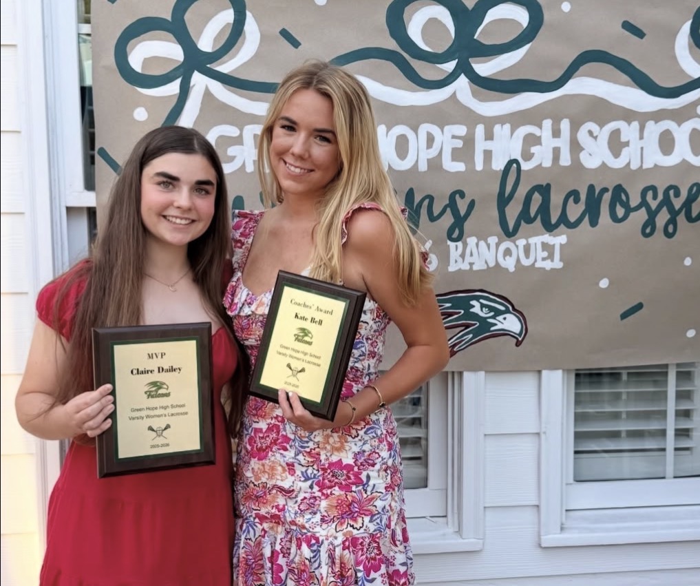 Dailey poses with teammate Kate Bell (‘27) during a post-season celebration for the women’s lacrosse team. Photo used with permission from @ghhs_wlax on Instagram.
